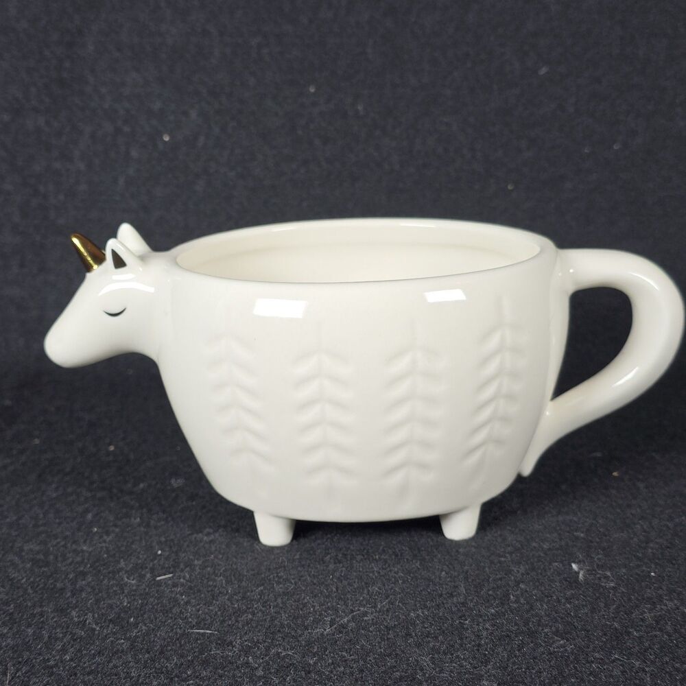 Opalhouse Stoneware Unicorn Mug Bowl White And Gold